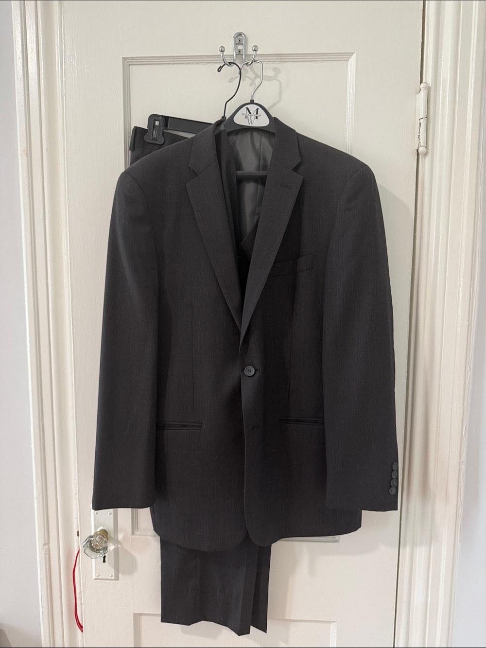 Pronto Uomo Black Gray Men's Two-Piece Suit - Sports Jacket Size 42R 36 Waist